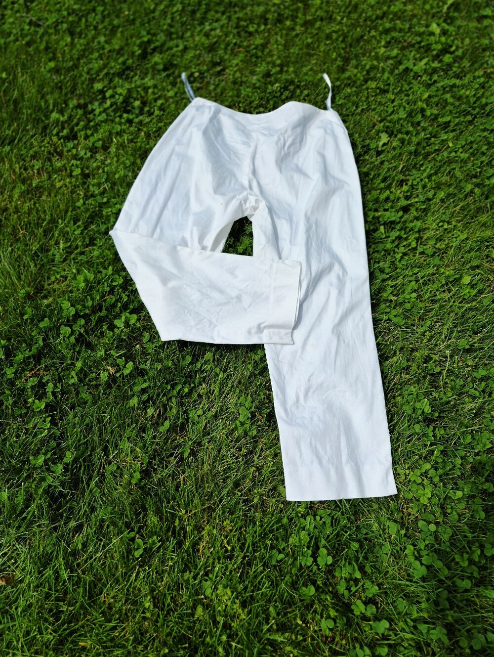 VINTAGE Lauren Ralph Lauren PETITE White Cropped Cotton Pants 10P - Picture 7 of 11